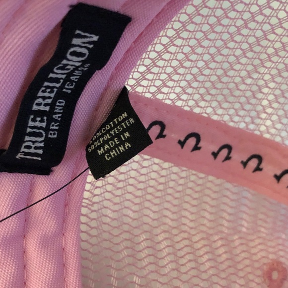 True Religion Optic White & Pink Mesh Butterfly Trucker Hat Rhinestone OS NWT main image 7